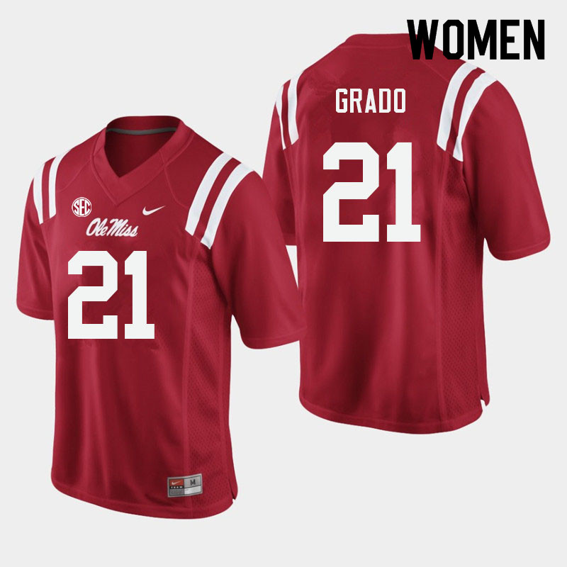 Alex Grado Ole Miss Rebels NCAA Women's Red #21 Stitched Limited College Football Jersey GSC0758MC